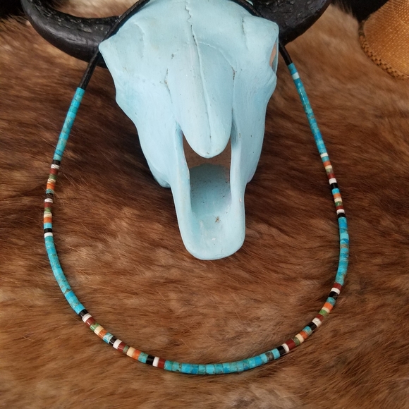 SOLD! Santo Domingo Turquoise Mix Necklace - Picture 2 of 4